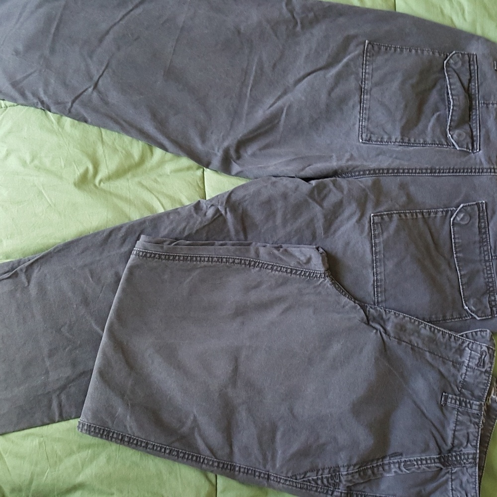 2 pair Eddie Bauer charcoal khaki pants